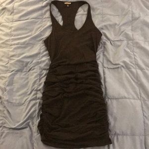 Express Black Ruched Racerback Mini Dress